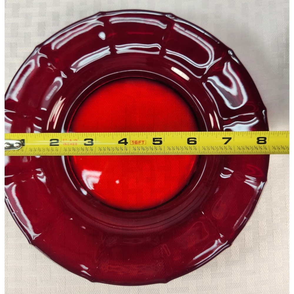 Vintage Martinsville Addie Ruby Red "Elegant"Glass Luncheon Plates-Set of 5-VG - Picture 6 of 9